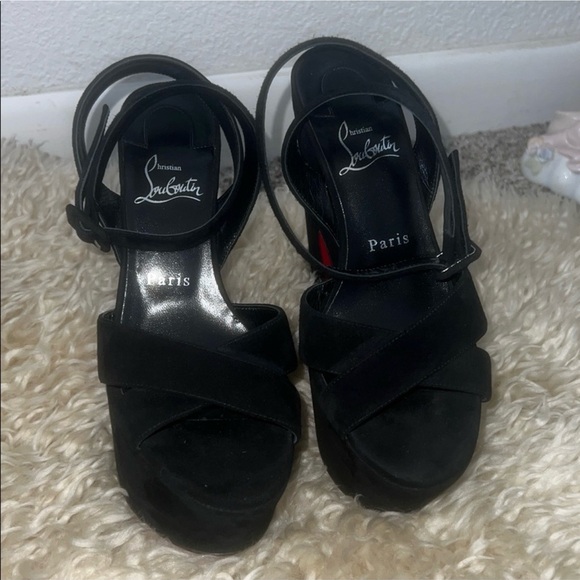 Christian Louboutin SUPERYAZ 160 Suede Platform Heels Sandals Shoes - Picture 10 of 12